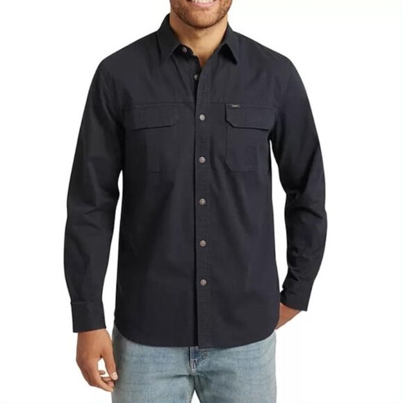 🎄NWT Lee Navy Canvas Utility Shirt Classic Fit Premium Select Size Large - Picture 4 of 9